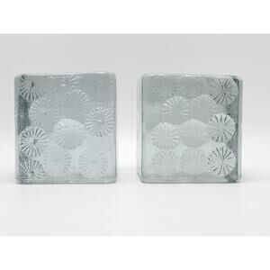 Art Glass Blenko Blocks Ice Frosted Sculpture Textured Paperweights